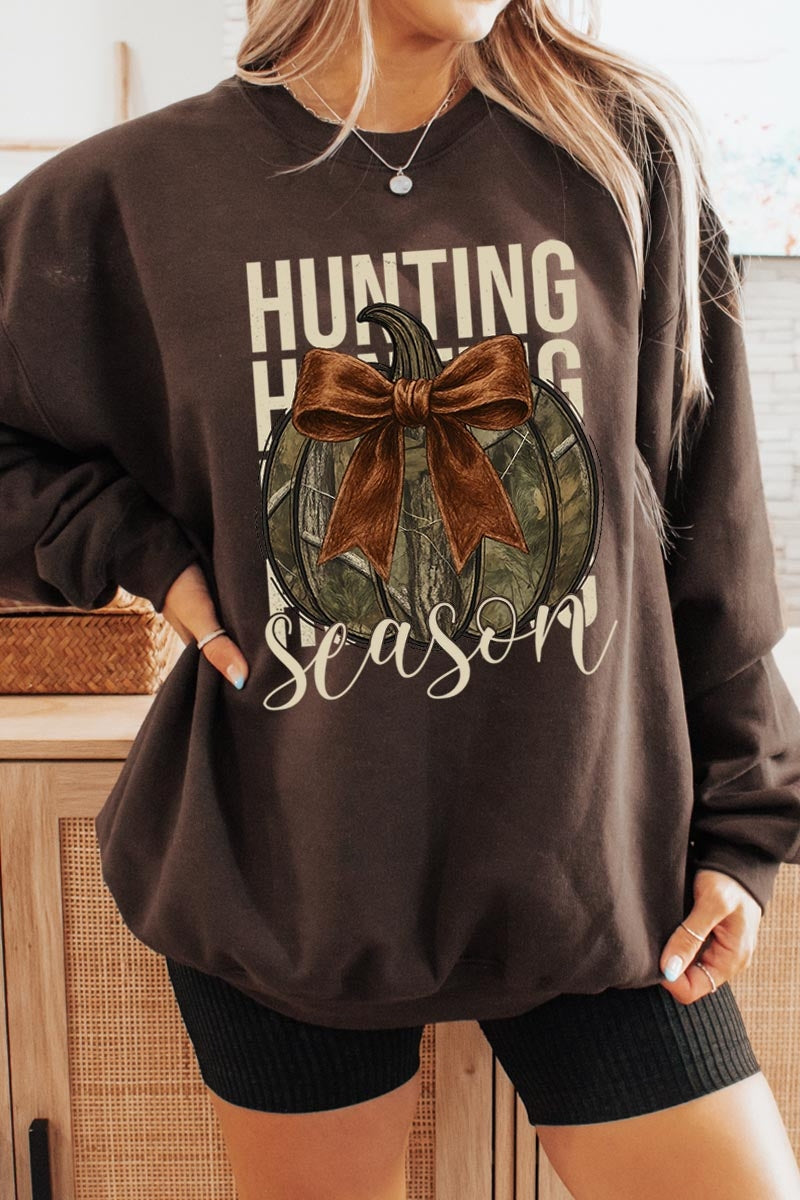 UL180-E3190 Hunting Pumpkin Bow Graphic Sweatshirt $20