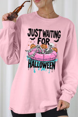 UL240-E3138 Just Waiting For Halloween Graphic Long Sleeve Tee $13.75