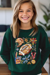 UL180B-E3072Z Retro Floral Football Kids Graphic Sweatshirt $20
