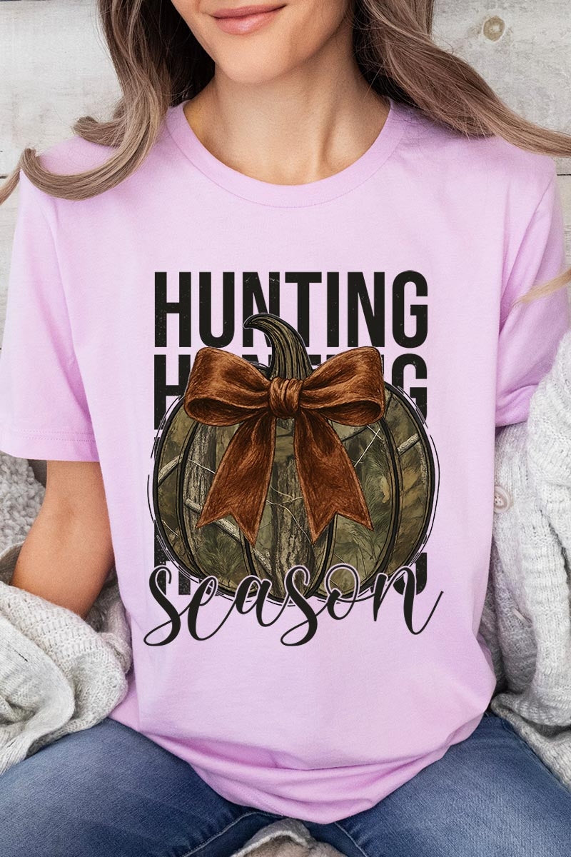 US3001-E3190 Hunting Pumpkin Bow Graphic Tee $12.5