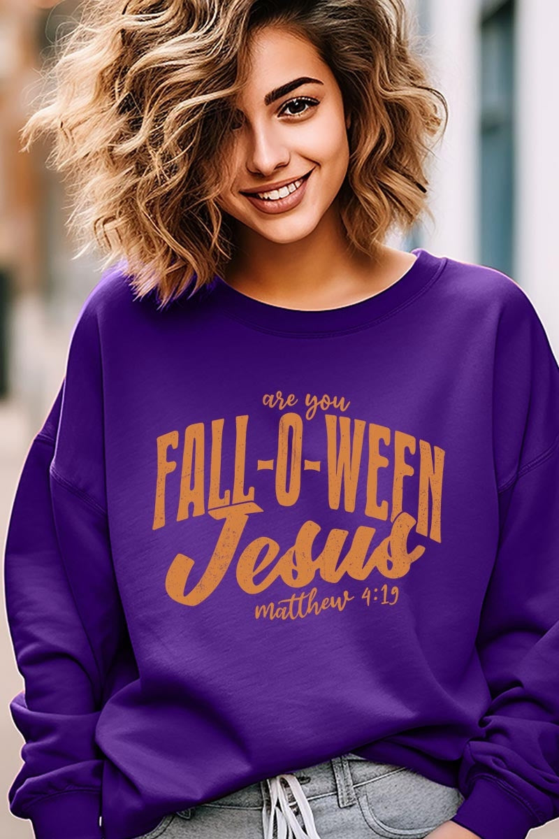 UL180-E3143 Are You Fall O Ween Jesus Graphic Sweatshirt $20