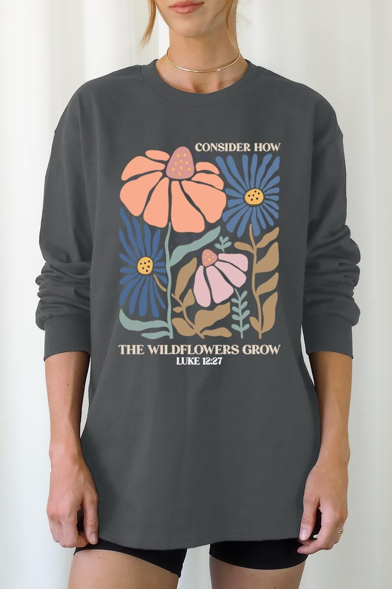 UL240P-E3067 Consider the Wildflowers Plus Long Sleeve Tee $17