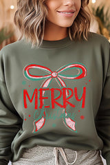 UL180P-E3197 Merry Christmas Bow Graphic Plus Sweatshirt $25