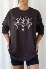 UL240-E3156 Halloween Ballerina Graphic Long Sleeve Tee $13.75