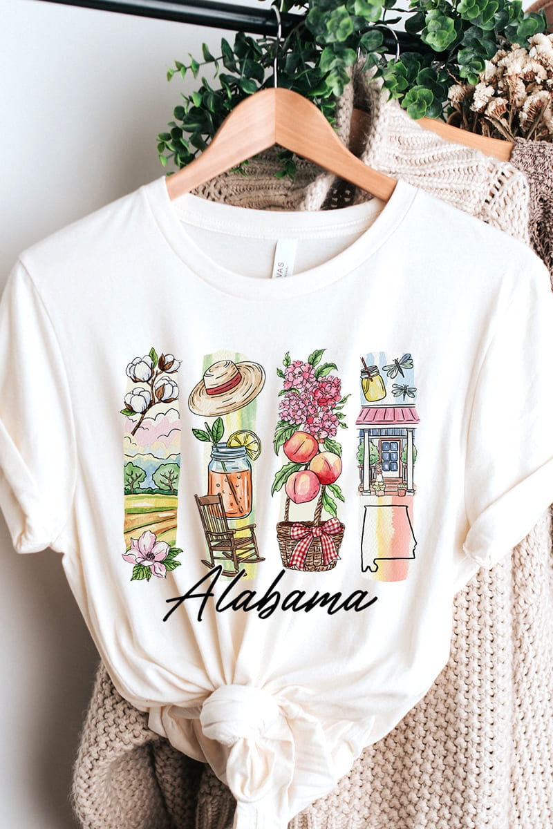 US3001P-E3061AL Alabama State Brushstroke Graphic Plus Tee $16