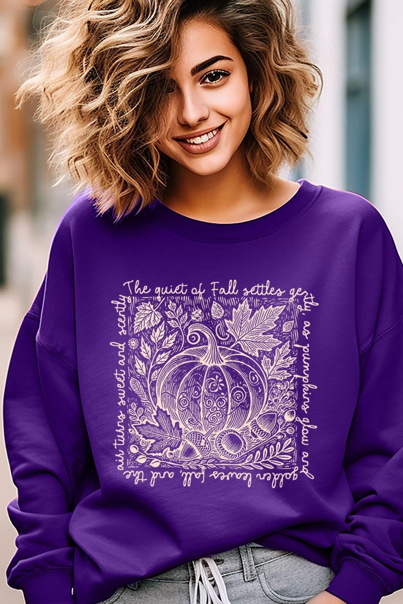 UL180-E3112 Fall Pumpkin Botanical Graphic Sweatshirt $20