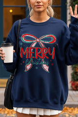 UL180-E3197 Merry Christmas Bow Graphic Sweatshirt $20