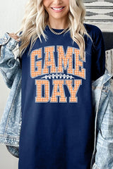 5000-E3129 Orange Gingham Game Day Graphic Heavy Cotton Tee $9