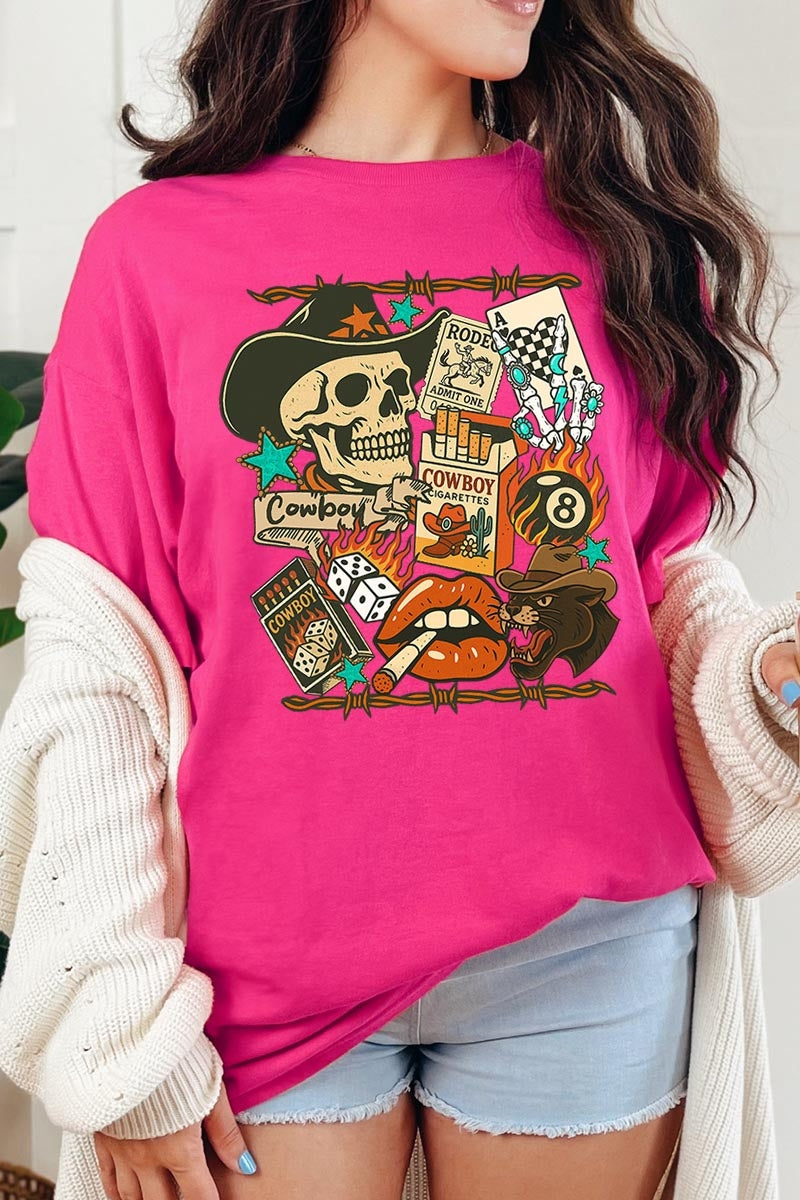 5000-E3096 Vintage Western Collage Graphic Heavy Cotton Tee $9