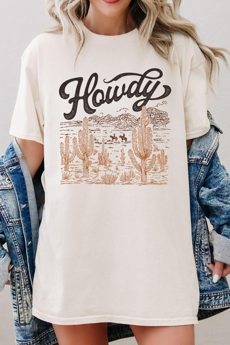 5000P-E3095 Howdy Desert Western Graphic Plus Heavy Cotton Tee $12.75