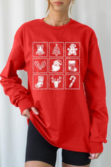 UL240-E3215 Christmas Icons Graphic Long Sleeve Tee $13.75
