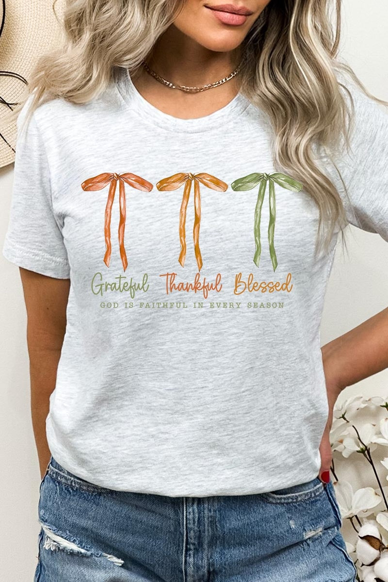 US3001-E3111 Grateful Thankful Blessed Graphic Tee $12.5