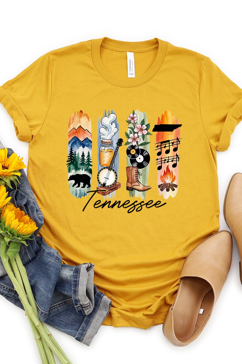 US3001-E3061TN Tennessee State Brushstroke Graphic Tee $12.5