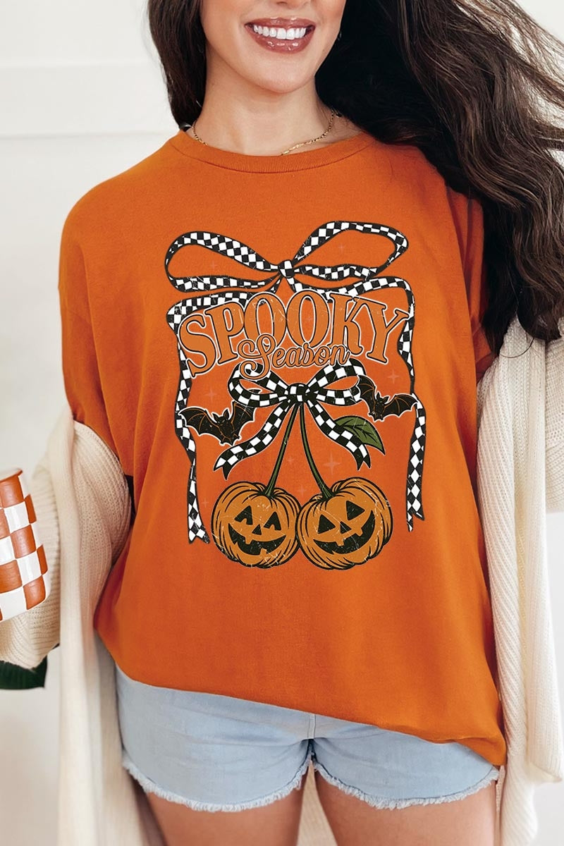 5000-E3085 Pumpkin Cherries Graphic Heavy Cotton Tee $9