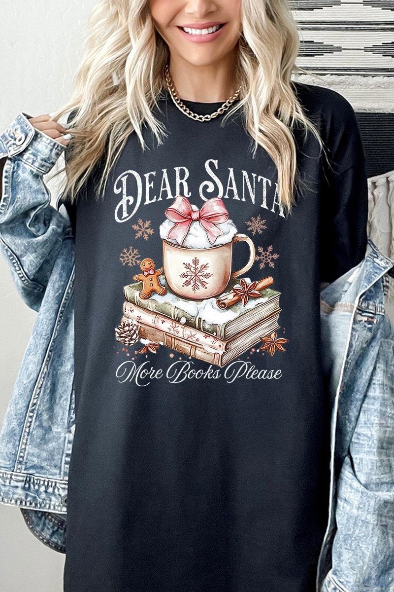 5000-E3205 Dear Santa Books Graphic Heavy Cotton Tee $9