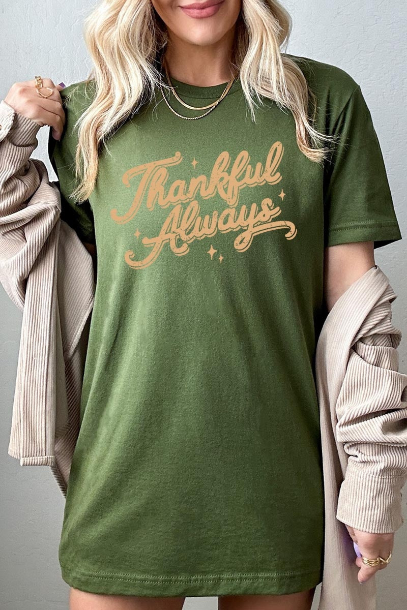 US3001-E3168 Thankful Always Graphic Tee $12.5