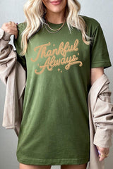 US3001P-E3168 Thankful Always Graphic Plus Tee $16