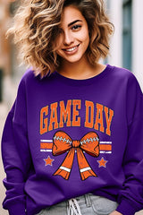 UL180-E3064 Orange Game Day Football Bow Graphic Sweatshirt $20