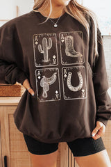 UL180P-E3094 Western Cowgirl Card Graphic Plus Sweatshirt $25