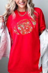 5000-E3133 Floral Football Graphic Heavy Cotton Tee $9