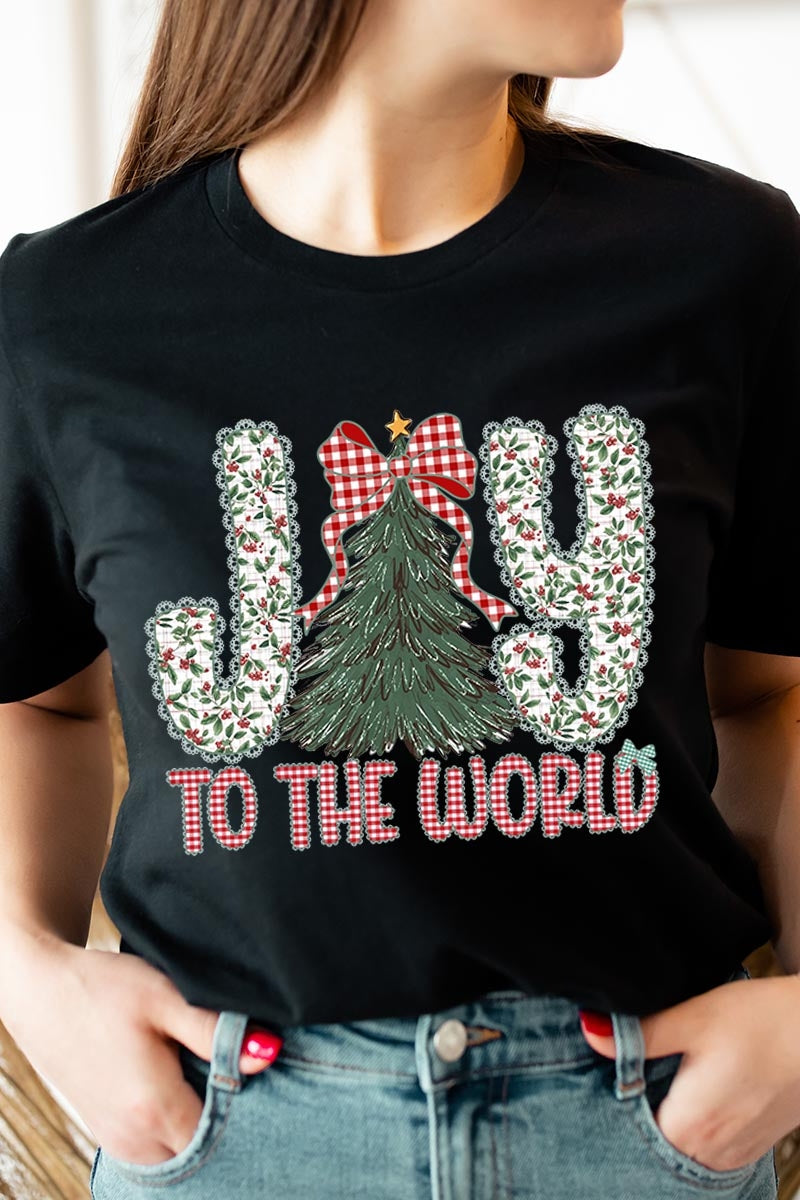 US3001-E3213 Joy to the World Graphic Tee $12.5