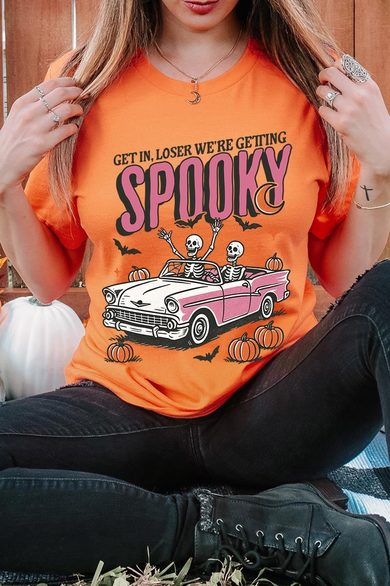 US3001-E3142 Spooky Skeleton Graphic Tee $12.5