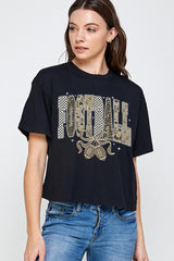 CTS-E3132 Camo Football Graphic Relaxed Crop Top $11