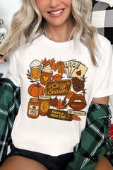 US3001-E3119 Retro Fall Collage Graphic Tee $12.5