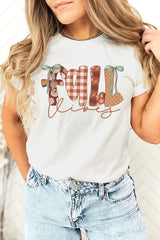 US3001P-E3071 Fall Vibes Rustic Script Graphic Plus Tee $16