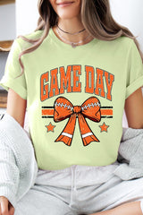 US3001P-E3064 Orange Game Day Football Bow Graphic Plus Tee $16