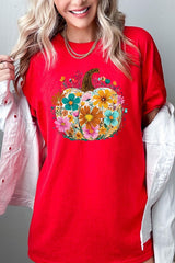 5000P-E3118 Floral Pumpkin Graphic Plus Heavy Cotton Tee $12.75