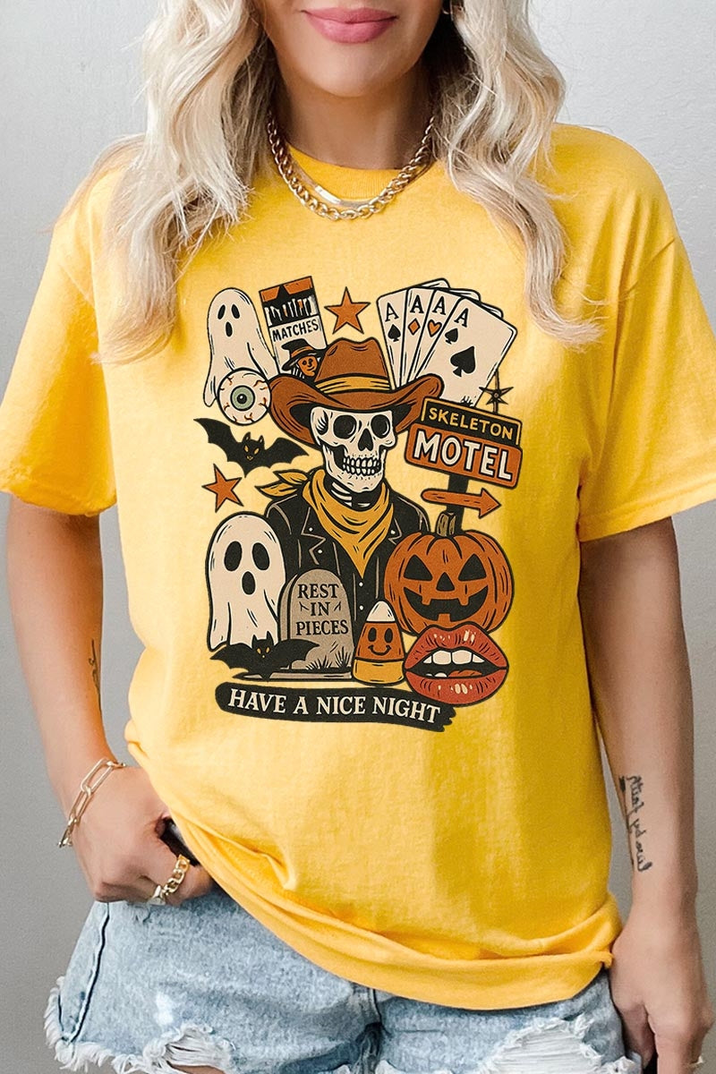 5000P-E3107 Spooky Skeleton Graphic Plus Heavy Cotton Tee $12.75