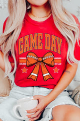 US3001P-E3064 Orange Game Day Football Bow Graphic Plus Tee $16