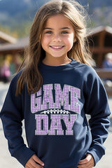 UL180B-E3127Z Purple Gingham Game Day Kids Graphic Sweatshirt $20