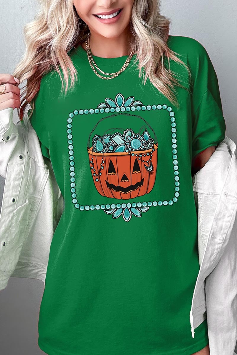 5000-E3140 Halloween turquoise pumpkin Heavy Cotton Tee $9