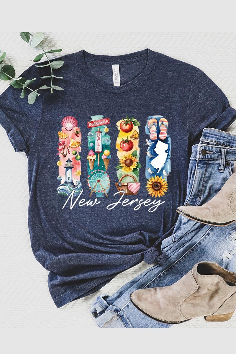 US3001P-E3061NJ New Jersey State Brushstroke Graphic Plus Tee $16