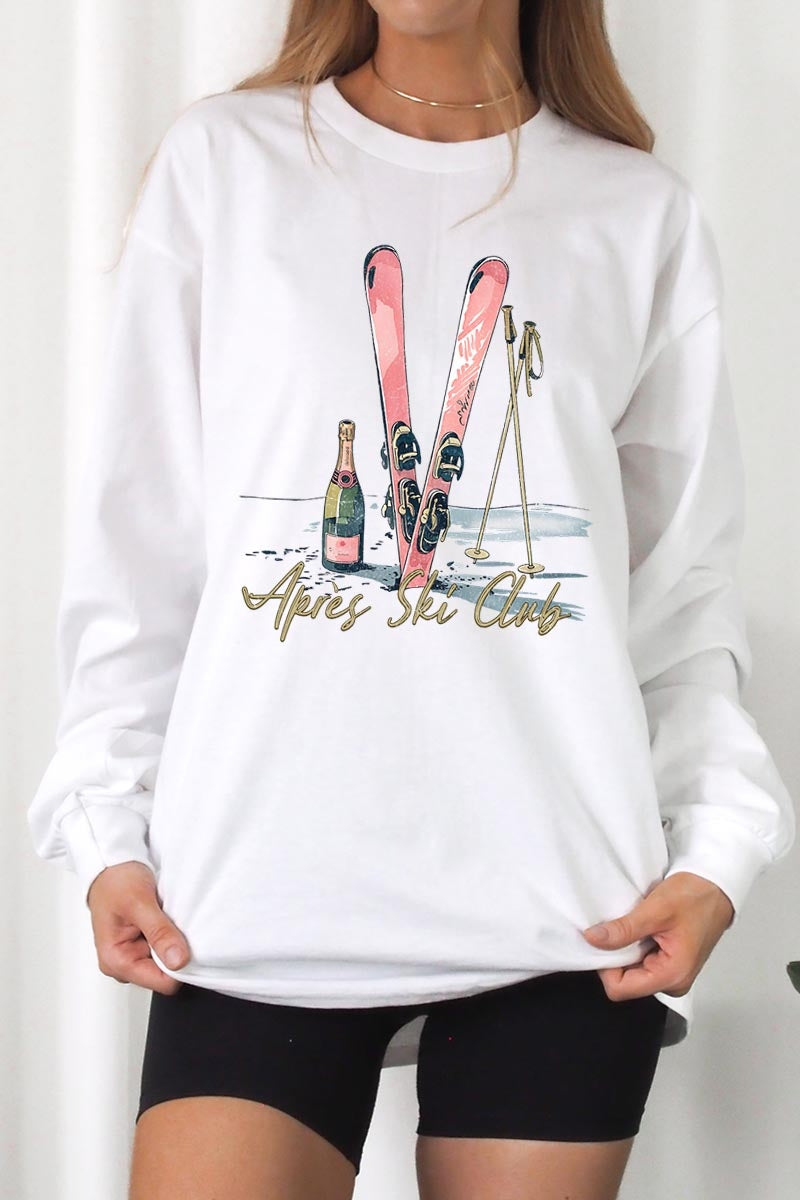 UL240-E3187 Apres Ski Club Graphic Long Sleeve Tee $13.75