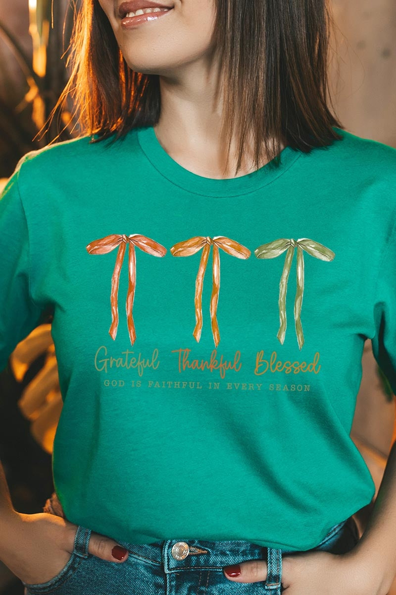 US3001P-E3111 Grateful Thankful Blessed Graphic Plus Tee $16