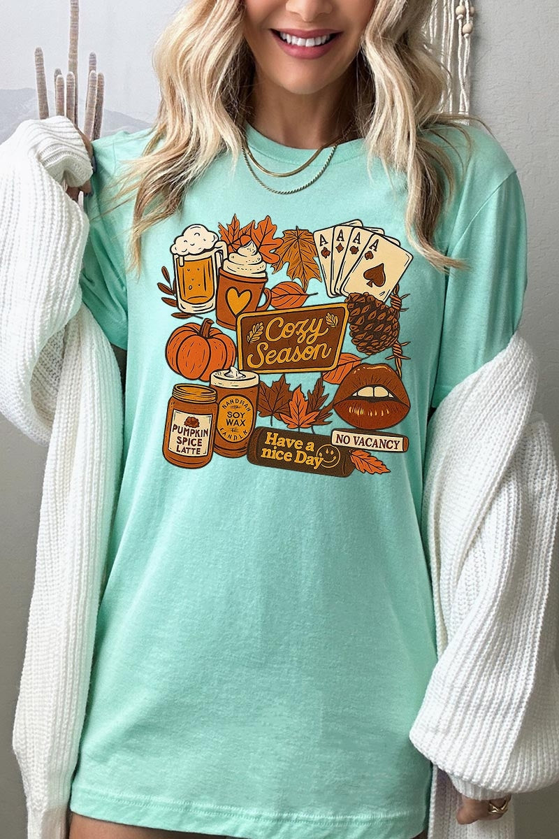 US3001P-E3119 Retro Fall Collage Graphic Plus Tee $16