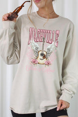UL240P-E3157 Nashville Rose Graphic Plus Long Sleeve Tee $17