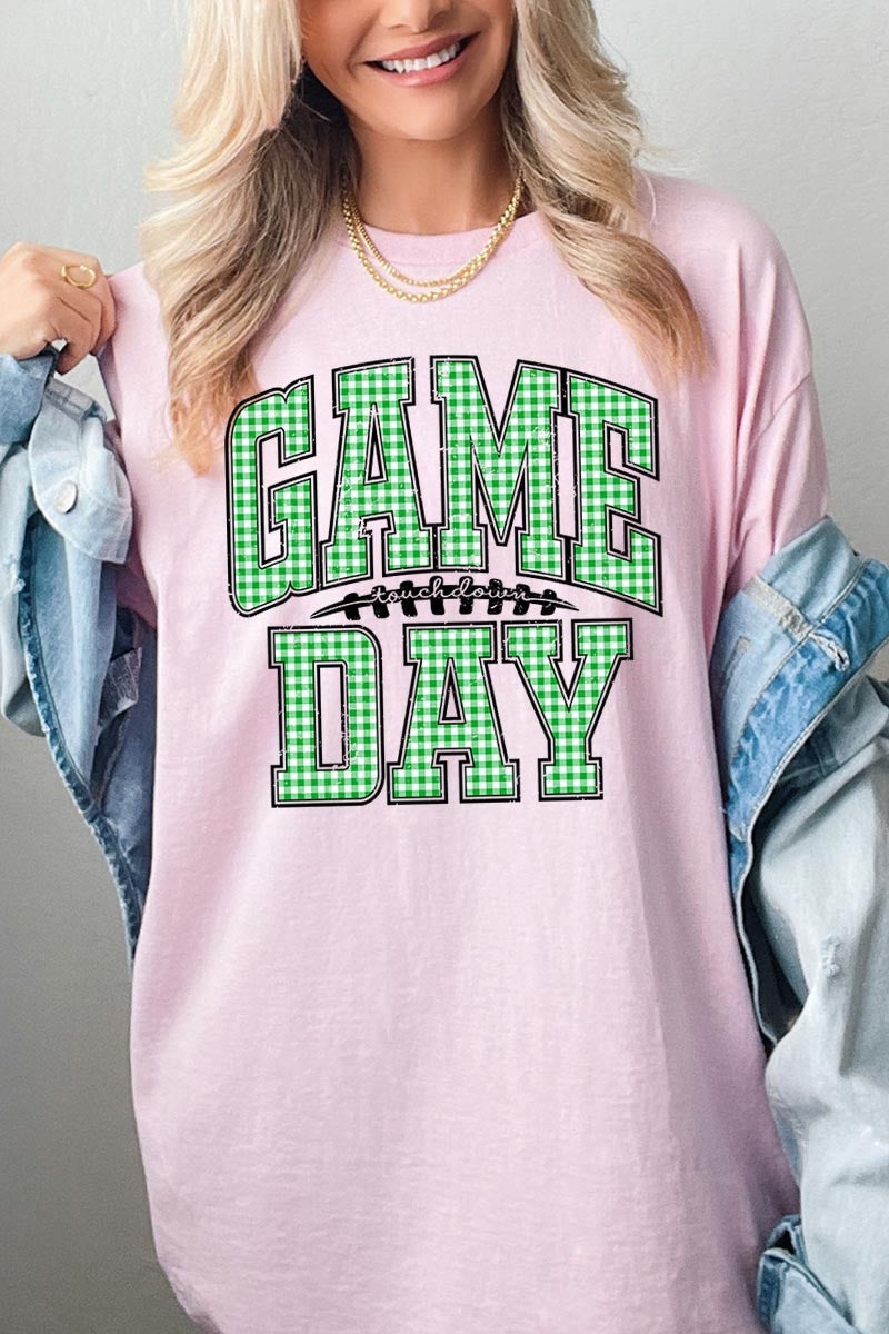 5000P-E3128 Green Gingham Game Day Plus Heavy Cotton Tee $12.75
