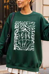 UL180-E3177 Skeleton Hands Zebra Graphic Sweatshirt $20