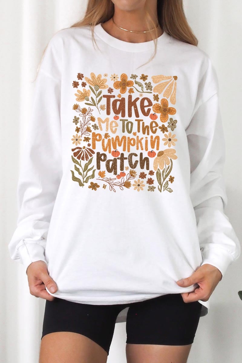 UL240P-E3136 Take Me To The Pumpkin Patch Plus Long Sleeve Tee $17