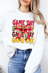 UL180-E3091 Red Yellow Football Game Day Bow Sweatshirt $20