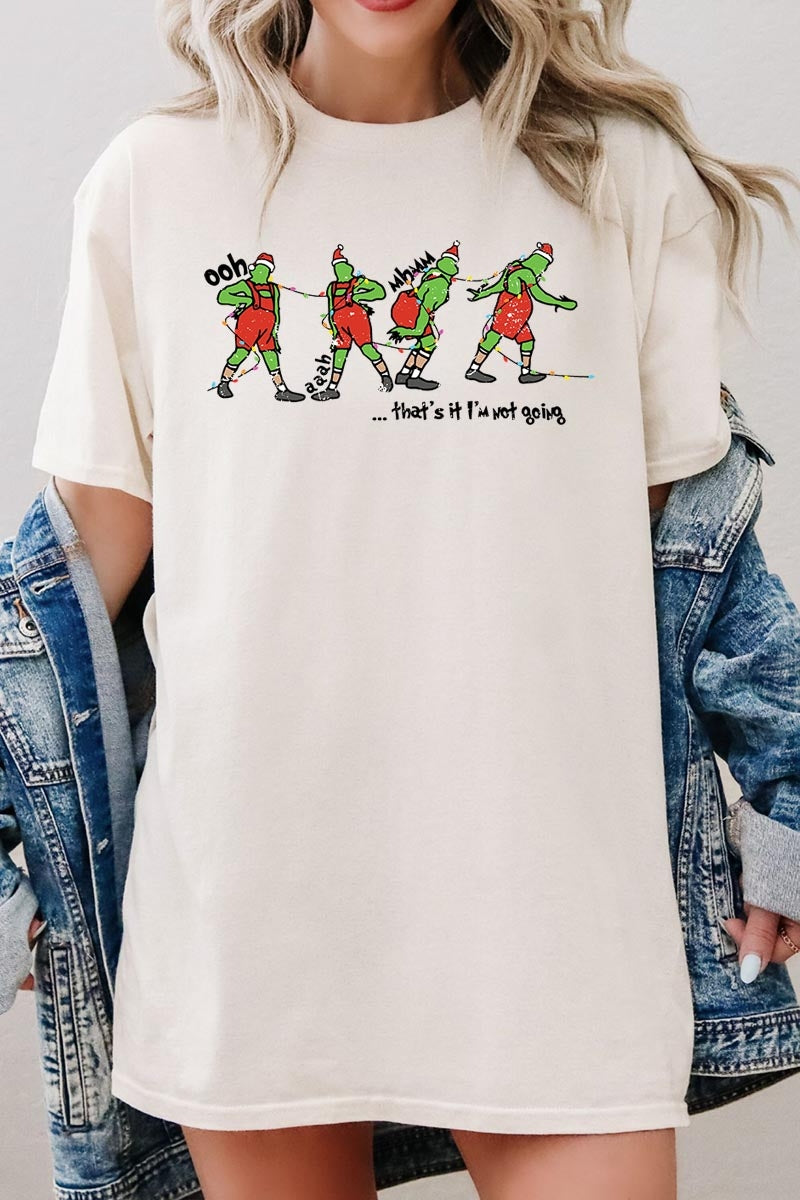 5000P-E3203 Grinch Dance Funny Christmas Graphic Plus Heavy Cotton Tee $12.75