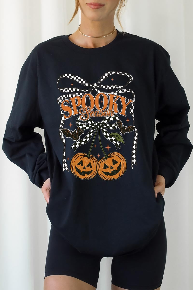 UL240-E3085 Pumpkin Cherries Graphic Long Sleeve Tee $13.75