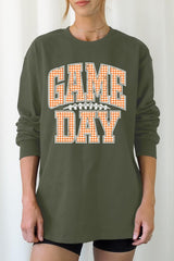 UL240P-E3129 Orange Gingham Game Day Plus Long Sleeve Tee $17