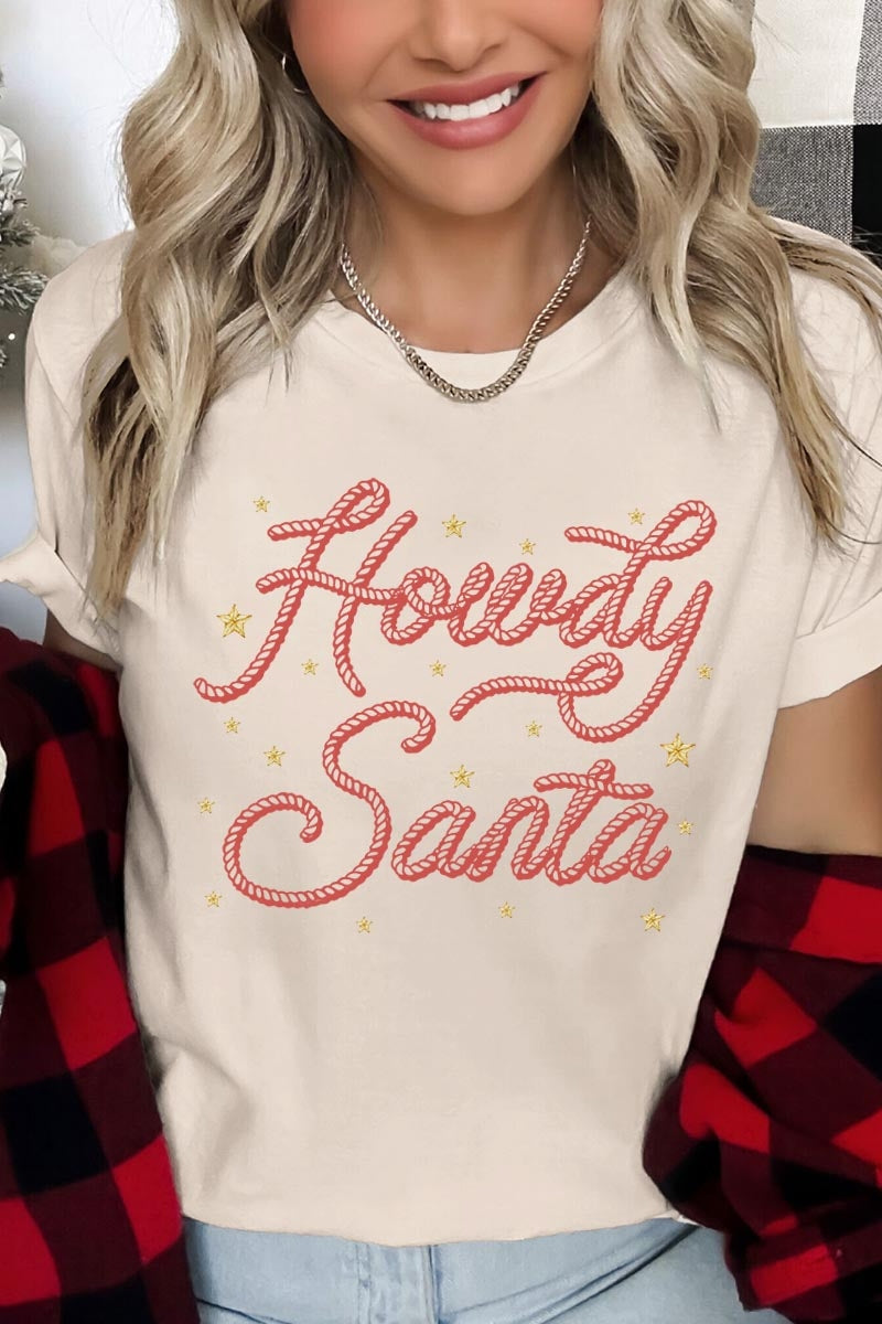US3001-E3199 Howdy Santa Graphic Tee $12.5