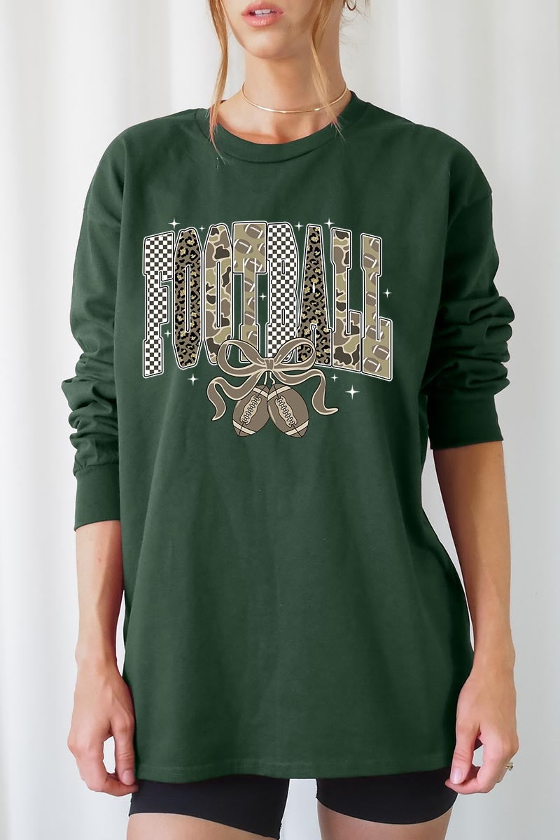 UL240-E3132 Camo Football Graphic Long Sleeve Tee $13.75