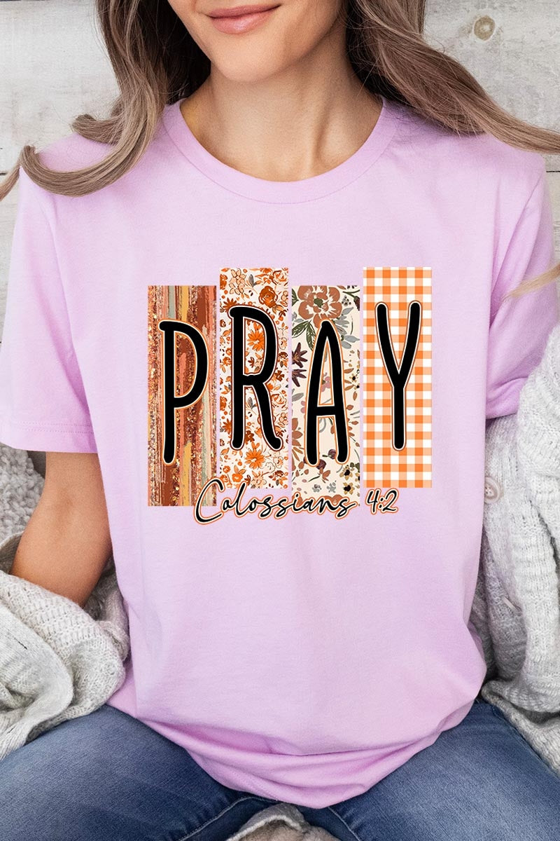 US3001-E3166 Pray Fall Christian Graphic Tee $12.5